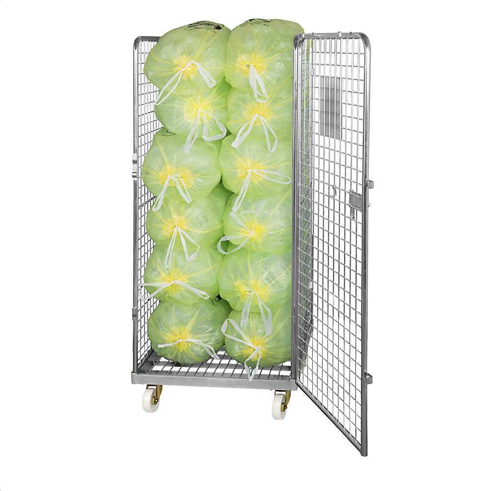 Roll-conteneur grillagé avec socle roulant en acier