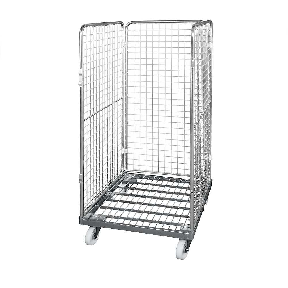 Roll-conteneur grillagé avec socle roulant en acier