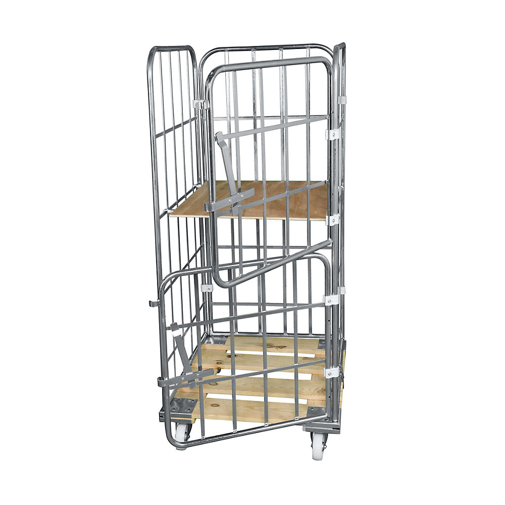 Roll-conteneur avec socle roulant en bois