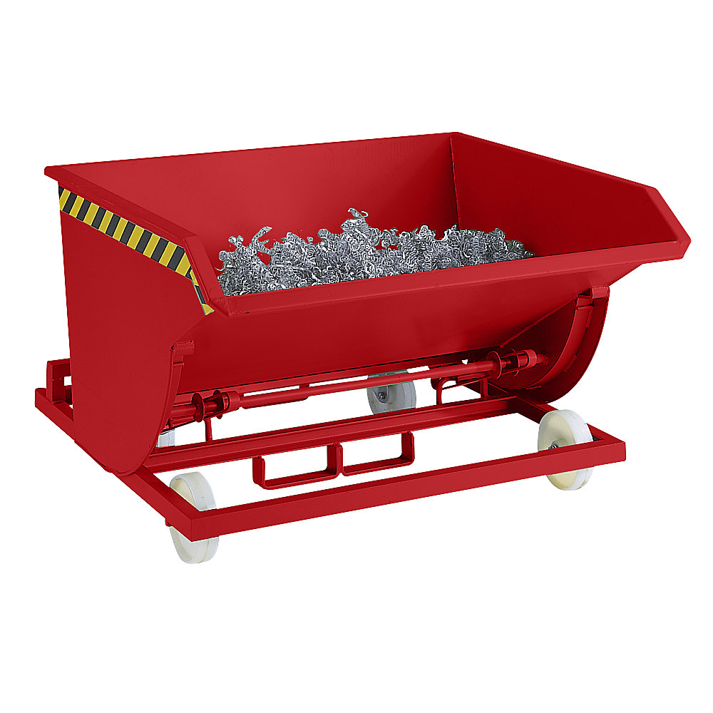 Benne basculante pour copeaux avec roues en polyamide