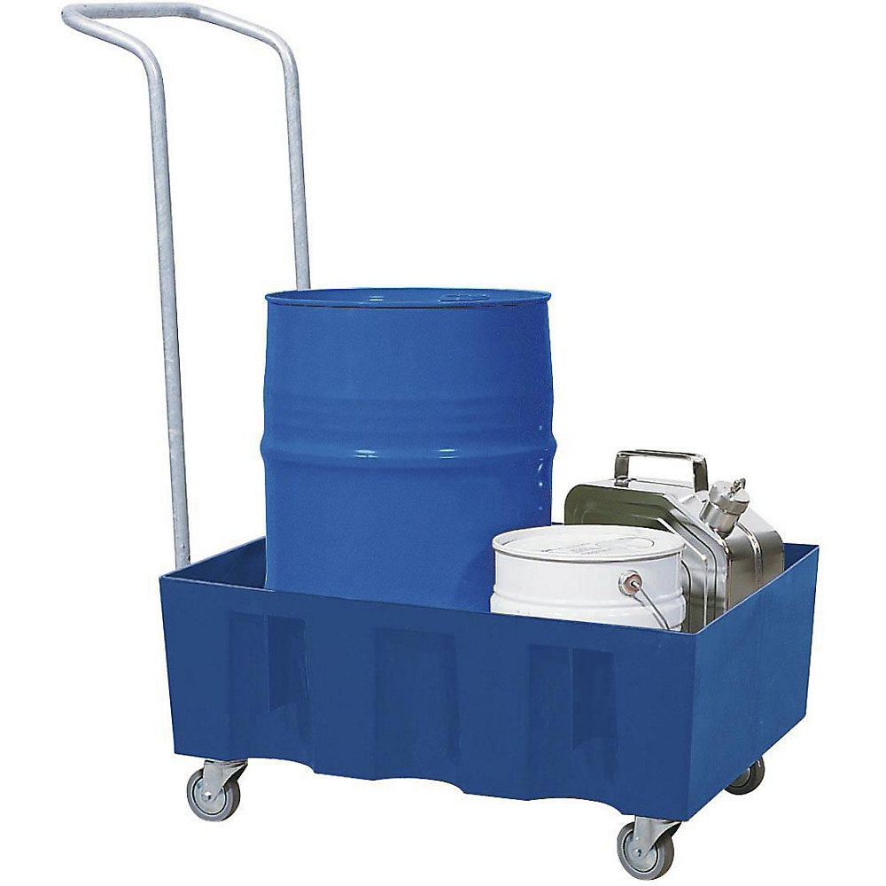 asecos PE sump tray for 60 litre drums, sump capacity 60 l, mobile, without grate