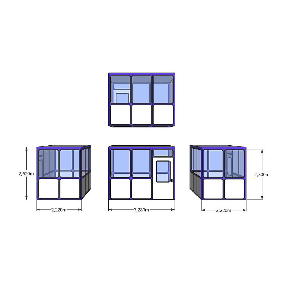 Bureau d'atelier à remplissage des cloisons à angles arrondis