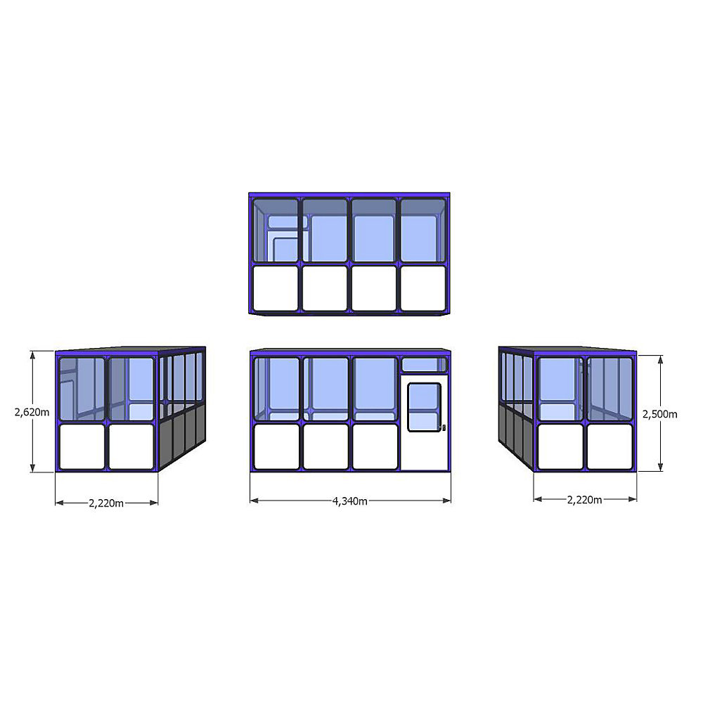 Bureau d'atelier à remplissage des cloisons à angles arrondis