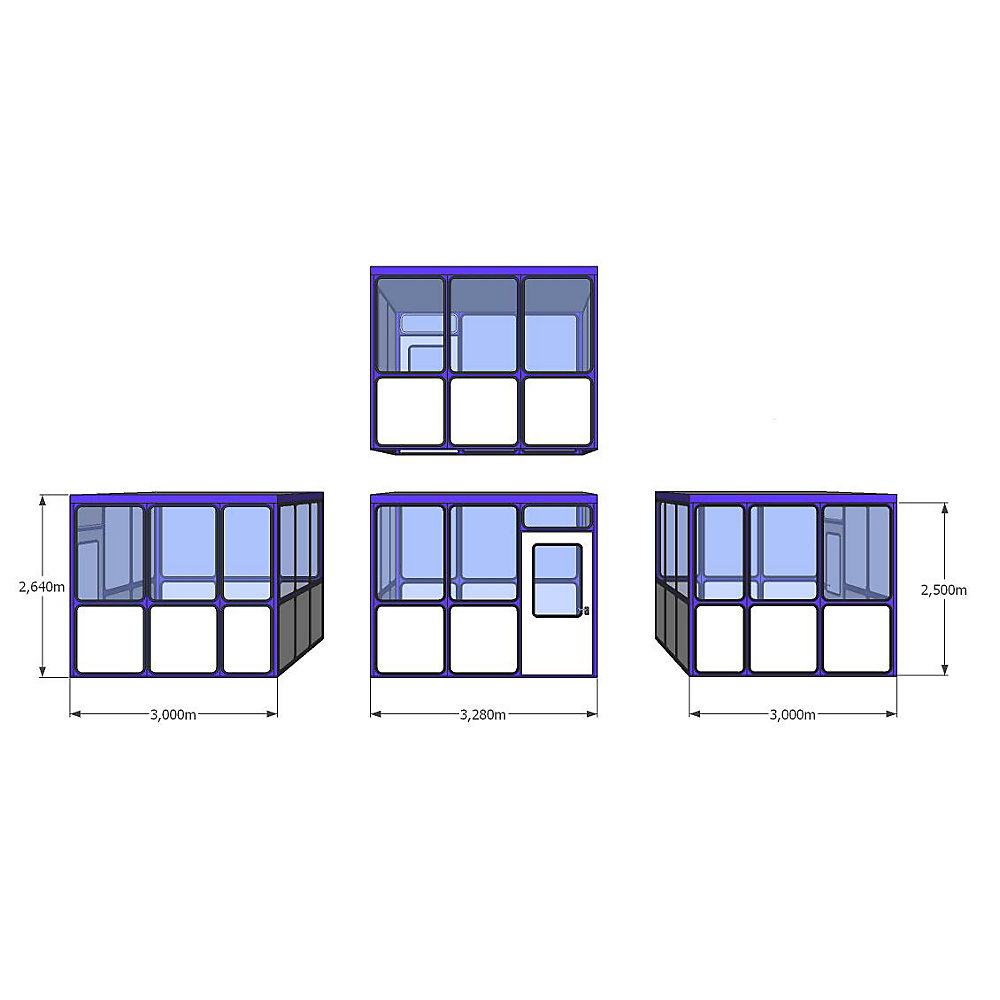Bureau d'atelier à remplissage des cloisons à angles arrondis