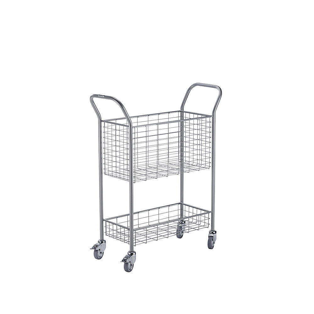 EUROKRAFTpro Office and mail distribution trolley, max. load 200 kg, white aluminium, LxWxH 1005 x 380 x 1245 mm, 2 shelves