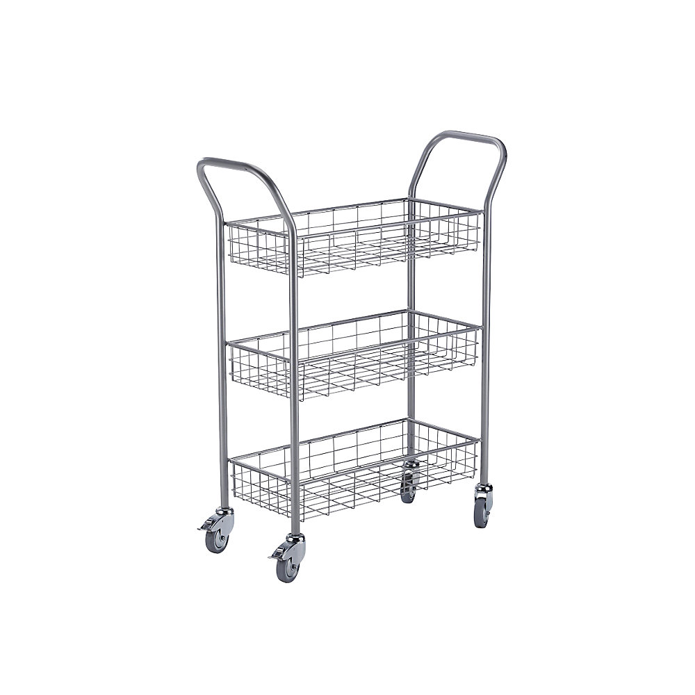 EUROKRAFTpro Office and mail distribution trolley, max. load 200 kg, white aluminium, LxWxH 1005 x 380 x 1245 mm, 3 shelves