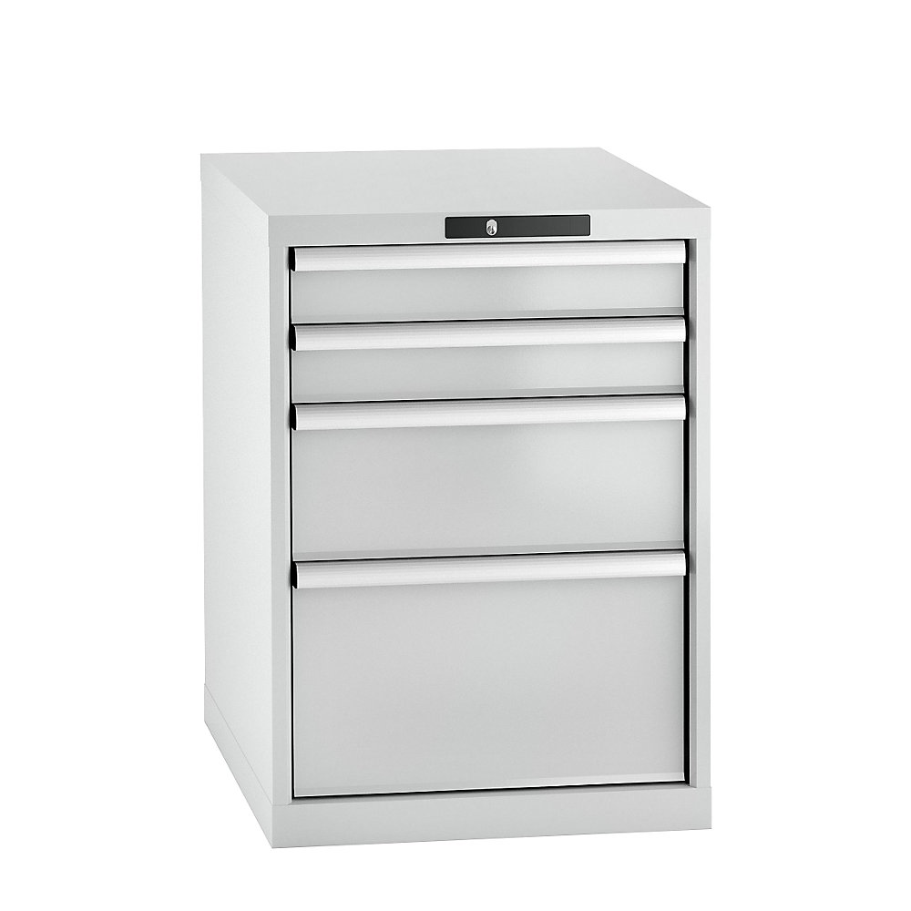LISTA Armoire à tiroirs en tôle d'acier, h x l 800 x 564 mm, 4 tiroirs, gris clair