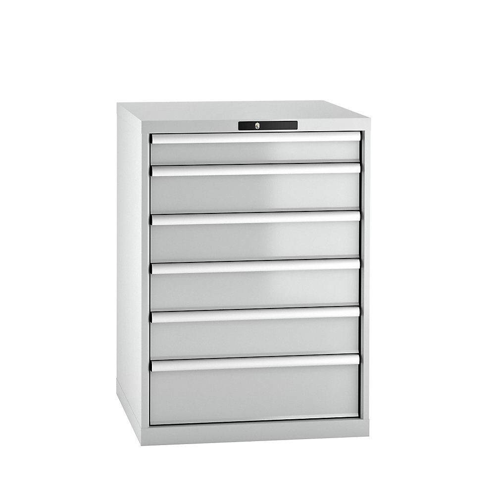 LISTA Armoire à tiroirs en tôle d'acier, h x l 1000 x 717 mm, 6 tiroirs, gris clair