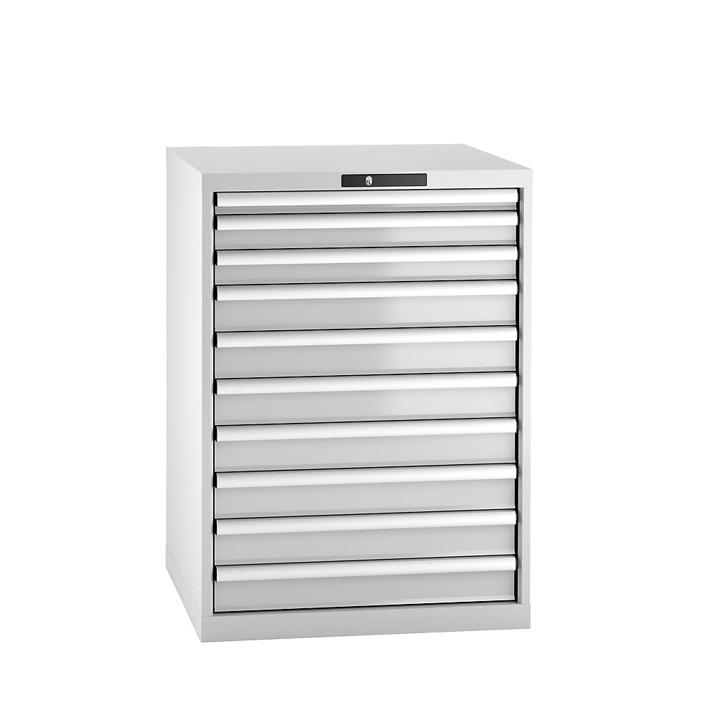 LISTA Armoire à tiroirs en tôle d'acier, h x l 1000 x 717 mm, 10 tiroirs, gris clair