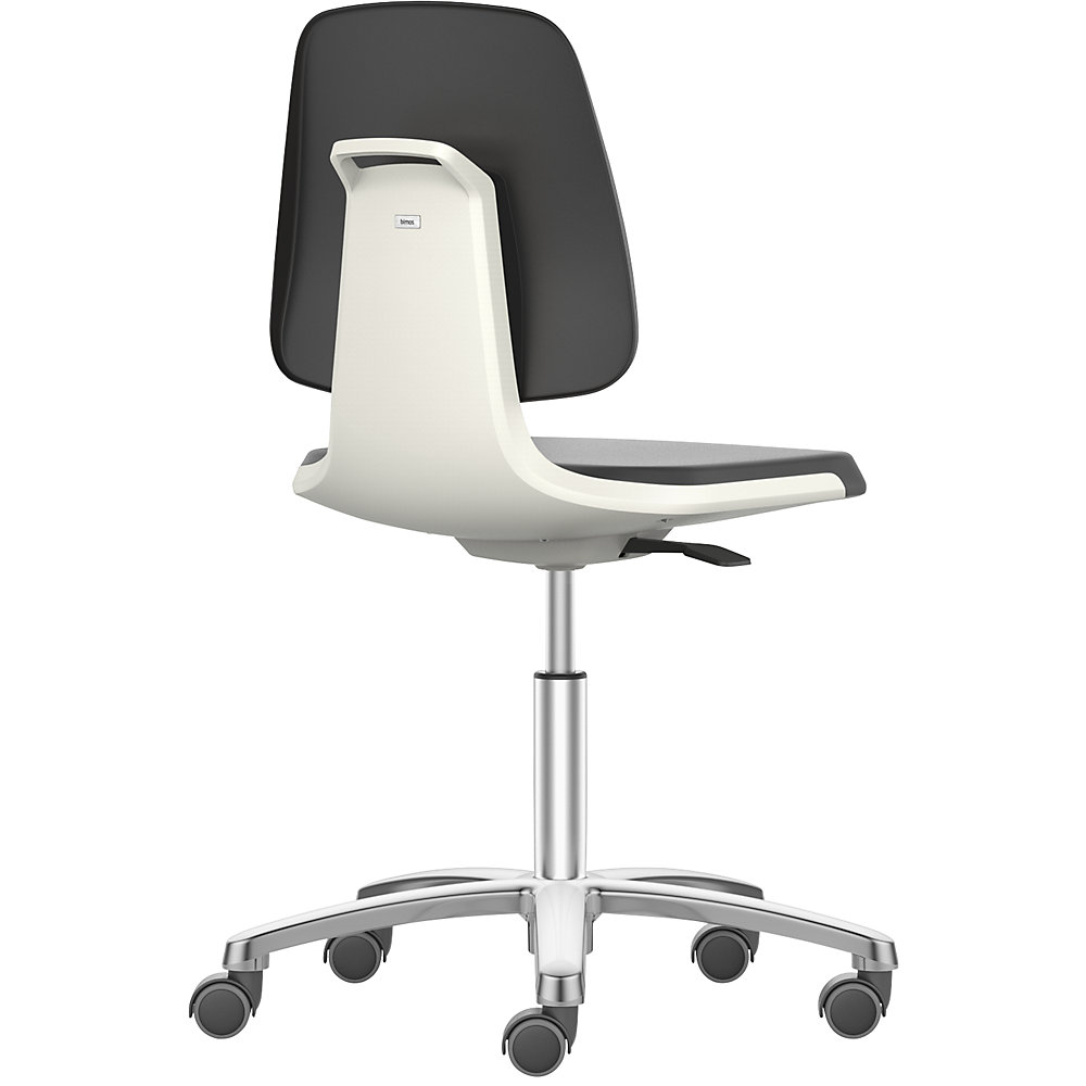 Arbeitsdrehstuhl LABSIT, Fünffuß mit Rollen, Sitz aus Skintec, weiß bimos 2
