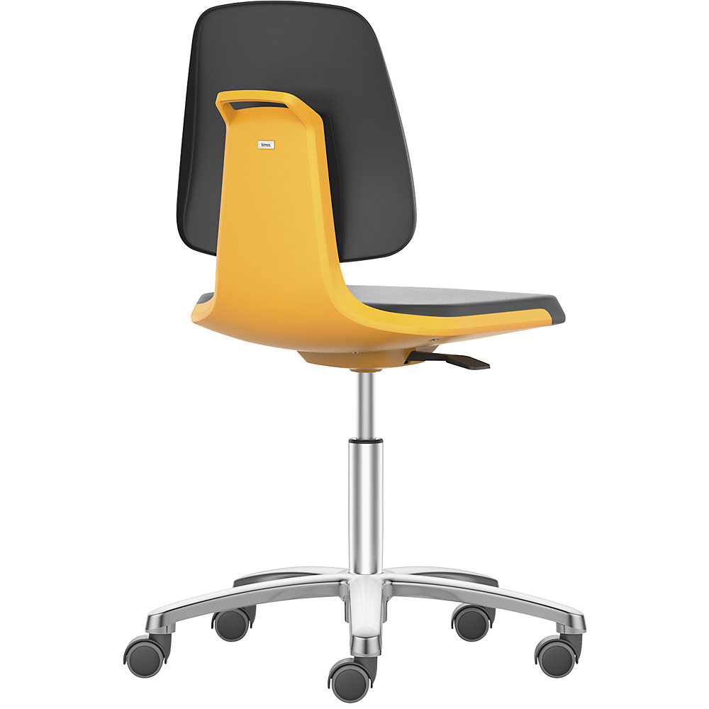 Arbeitsdrehstuhl LABSIT, Fünffuß mit Rollen, Sitz aus Skintec, orange bimos 2