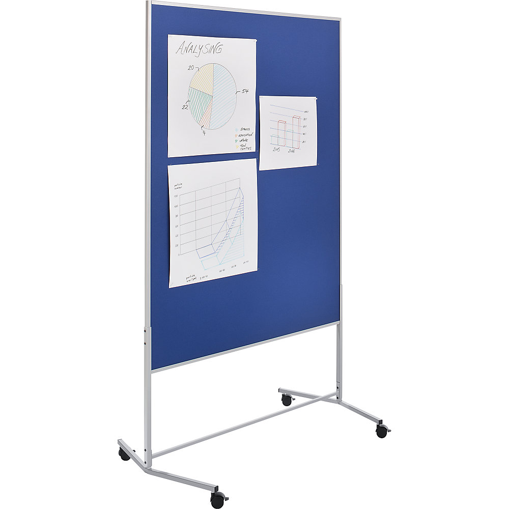 Moderationswand, mobil, Textilbezug, BxH 1200 x 1500 mm, blau eurokraft basic 2