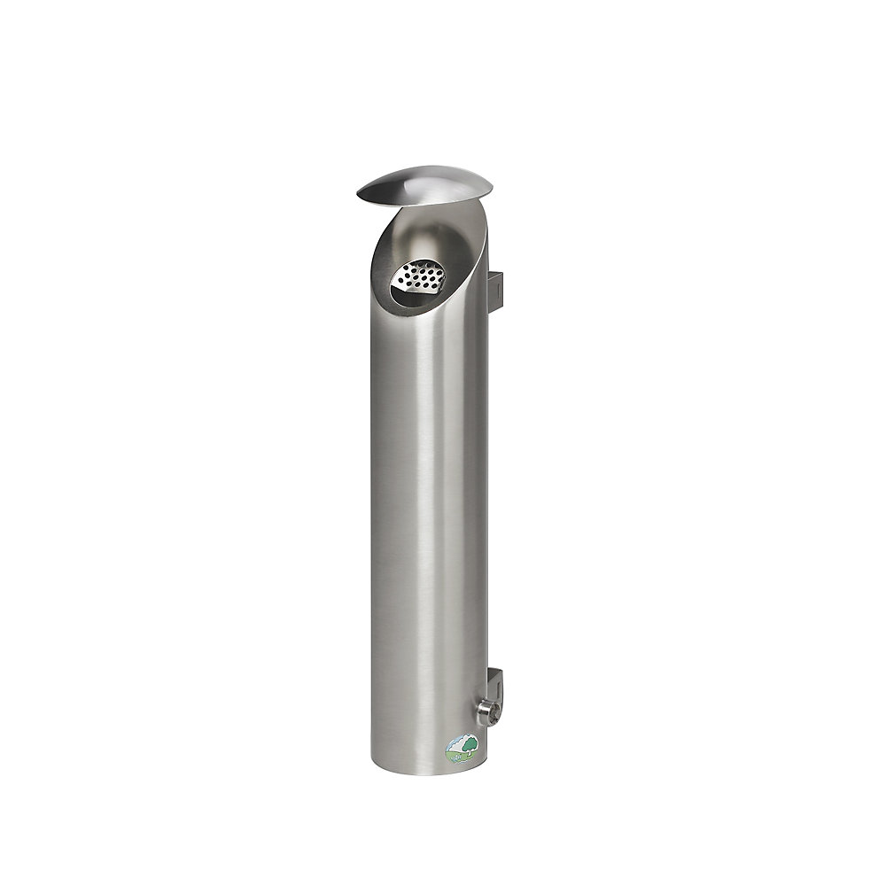 VAR Cendrier mural en inox, verrouillable, h x Ø 530 x 180 mm, brossé