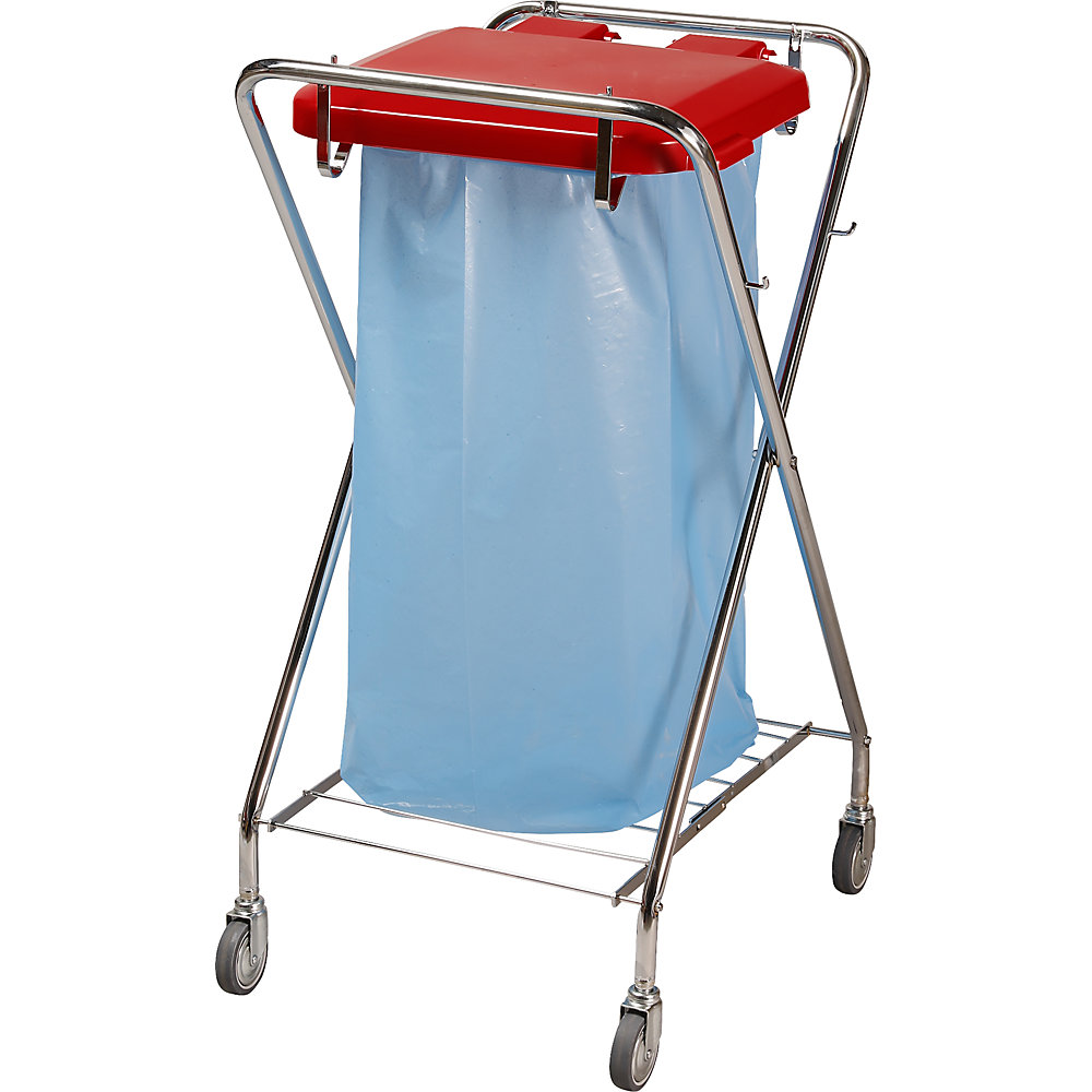 kaiserkraft Hygiene-Müllsackständer, für Volumen 120 l, Halterrahmen quadratisch, rot, Höhe 1030 mm 2