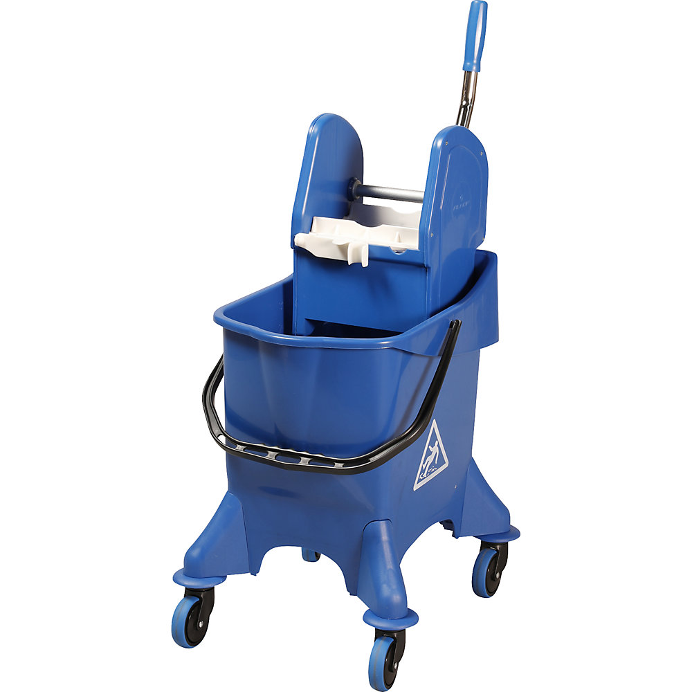 Wet mop trolley, 1 x 30 l single mobile bucket, professional mop wringer