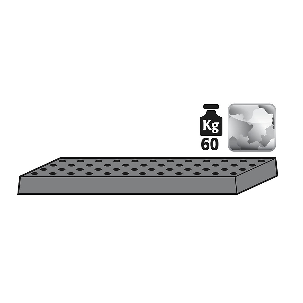 asecos Perforated metal cover, for cupboard width 1055 mm, for tray
