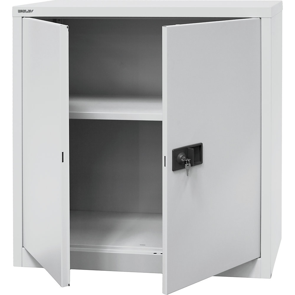 BISLEY UNIVERSAL double door cupboard, HxWxD 1000 x 914 x 400 mm, 1 shelf, 2 file heights, light grey