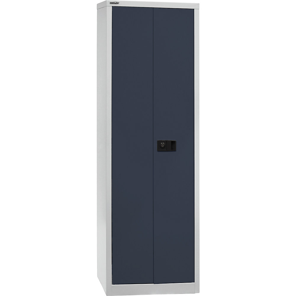 BISLEY UNIVERSAL double door cupboard, HxWxD 1950 x 600 x 400 mm, 4 shelves, 5 file heights, light grey / charcoal