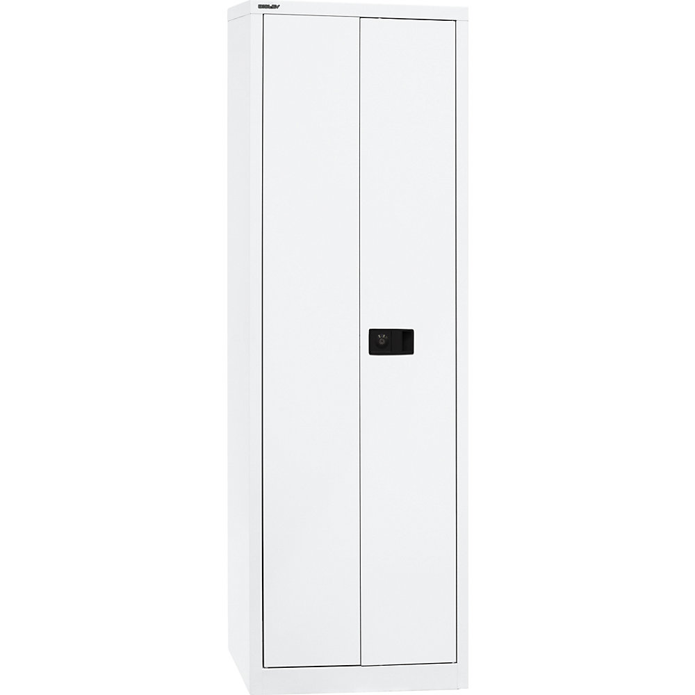 BISLEY UNIVERSAL double door cupboard, HxWxD 1950 x 600 x 400 mm, 4 shelves, 5 file heights, traffic white