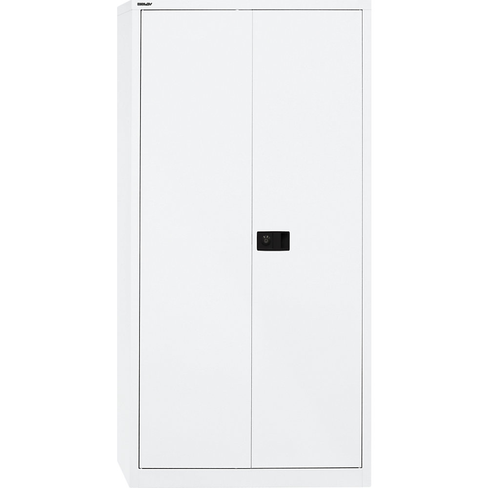 BISLEY UNIVERSAL double door cupboard, HxWxD 1950 x 914 x 400 mm, with wardrobe insert, traffic white