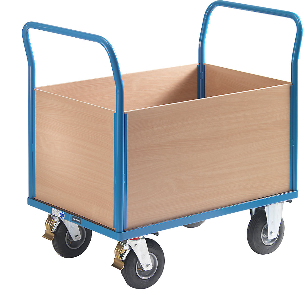 Chariot plate-forme avec panneaux en bois