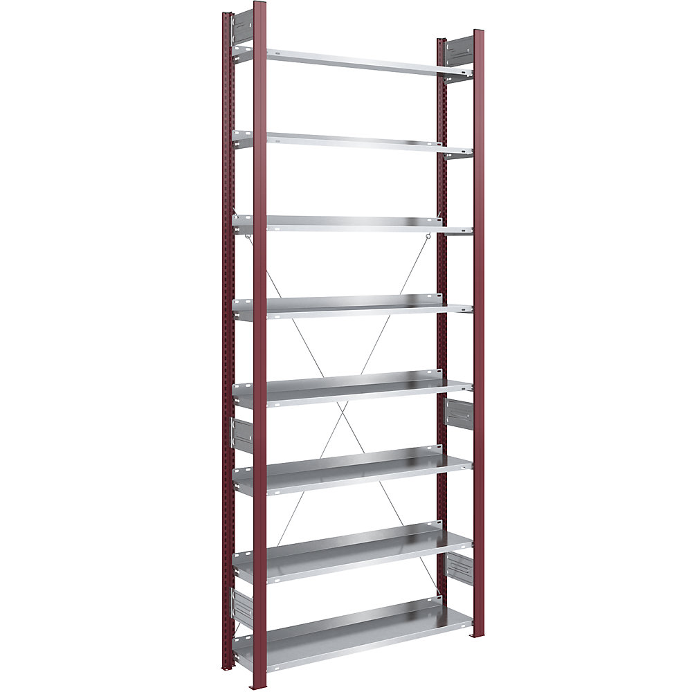 Rayonnage emboîtable pour dossiers, simple face, rouge pourpre
