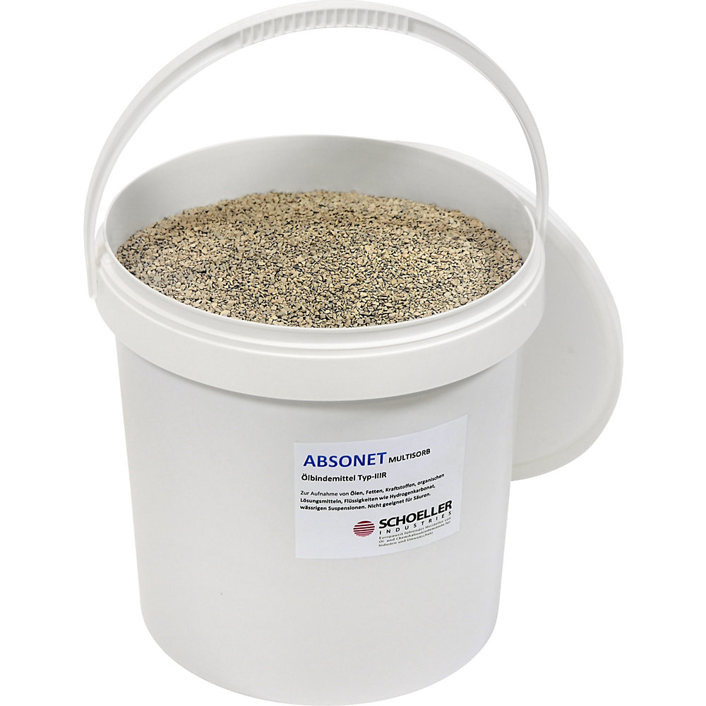 Universal absorbent granulate type III R coarse grain, for smooth floors/surfaces, in 7 kg bucket, pack of 4