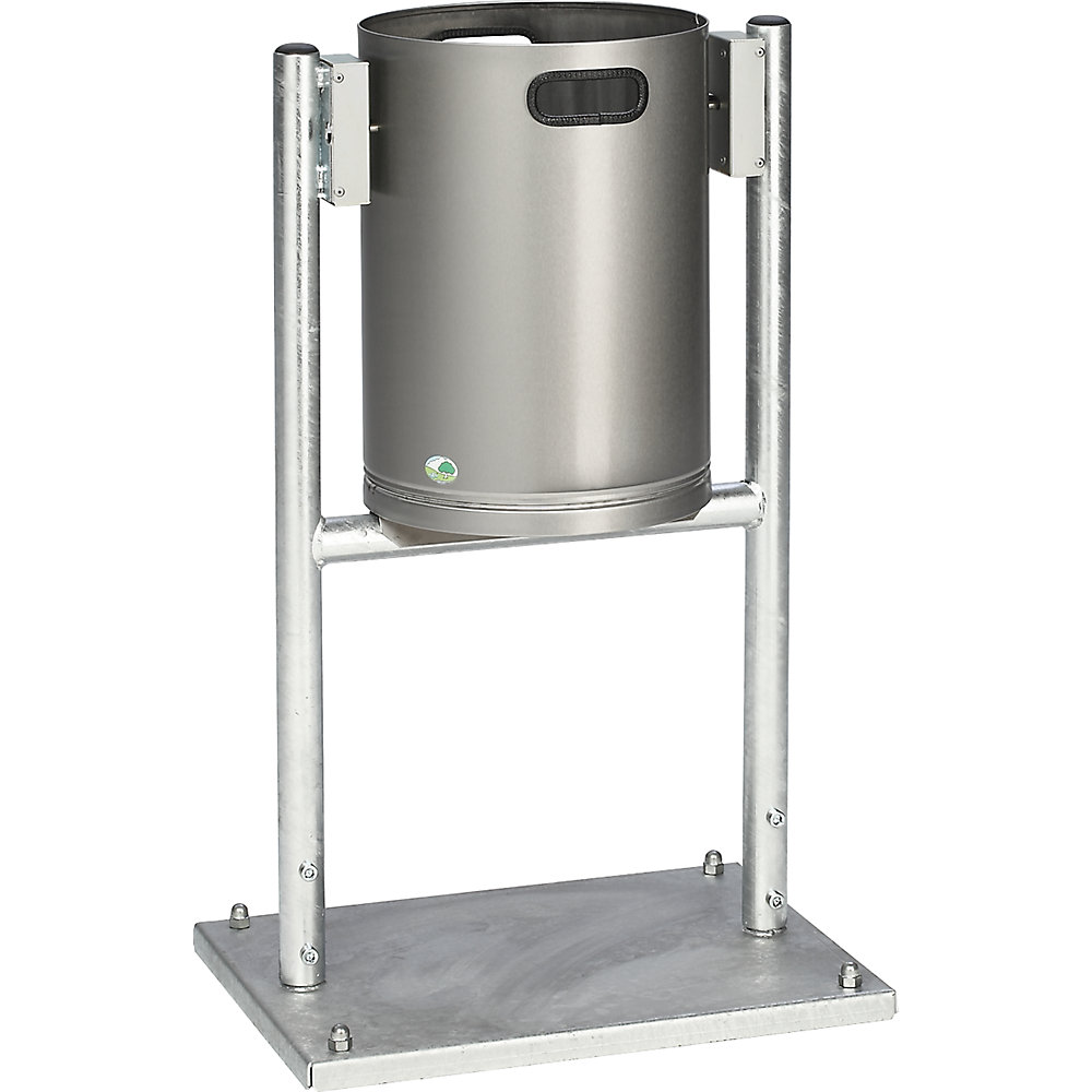 VAR Outdoor waste collector, capacity 30 l, WxD 490 x 400 mm, stainless steel, with tubular frame, no roof