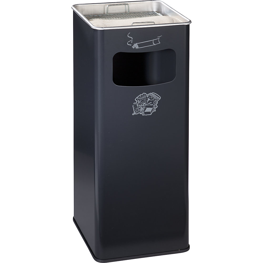 VAR Combiné cendrier-poubelle, capacité 53 l, l x h x p 330 x 705 x 330 mm, tôle d'acier, anthracite