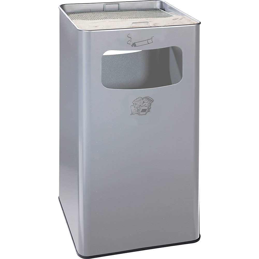 VAR Combiné cendrier-poubelle, capacité 96 l, l x h x p 430 x 755 x 430 mm, tôle d'acier, argent