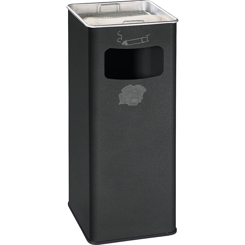 VAR Combiné cendrier-poubelle, capacité 53 l, l x h x p 330 x 705 x 330 mm, tôle d'acier, granite