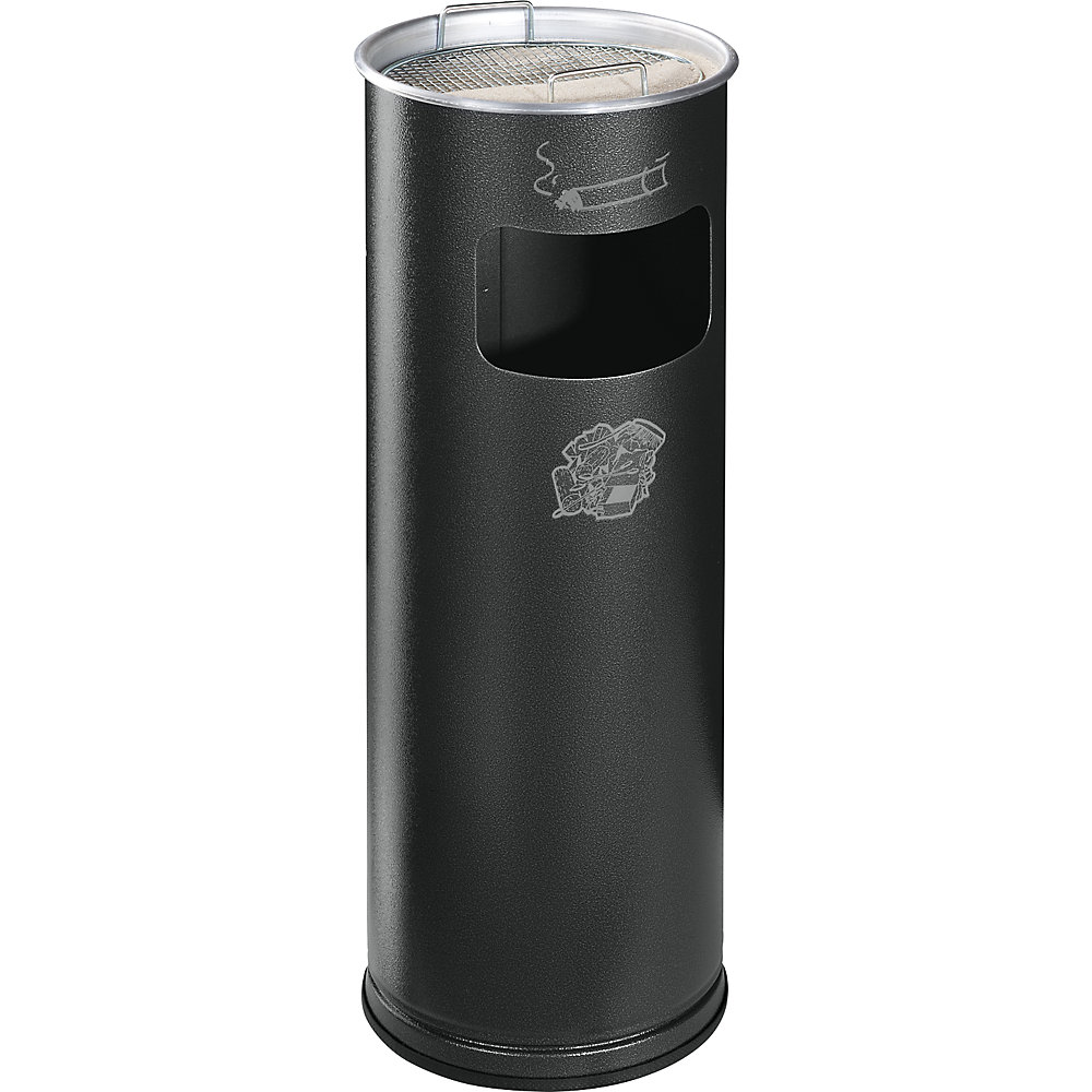 VAR Combiné cendrier-poubelle, capacité 17 l, h x Ø 660 x 230 mm, tôle d'acier, granite
