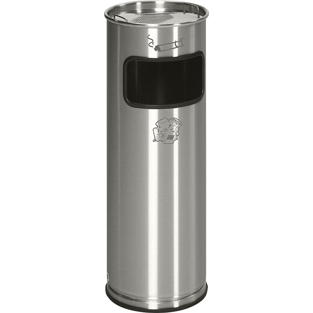 VAR Combiné cendrier-poubelle, capacité 17 l, h x Ø 660 x 230 mm, inox, accès sur 1 côté