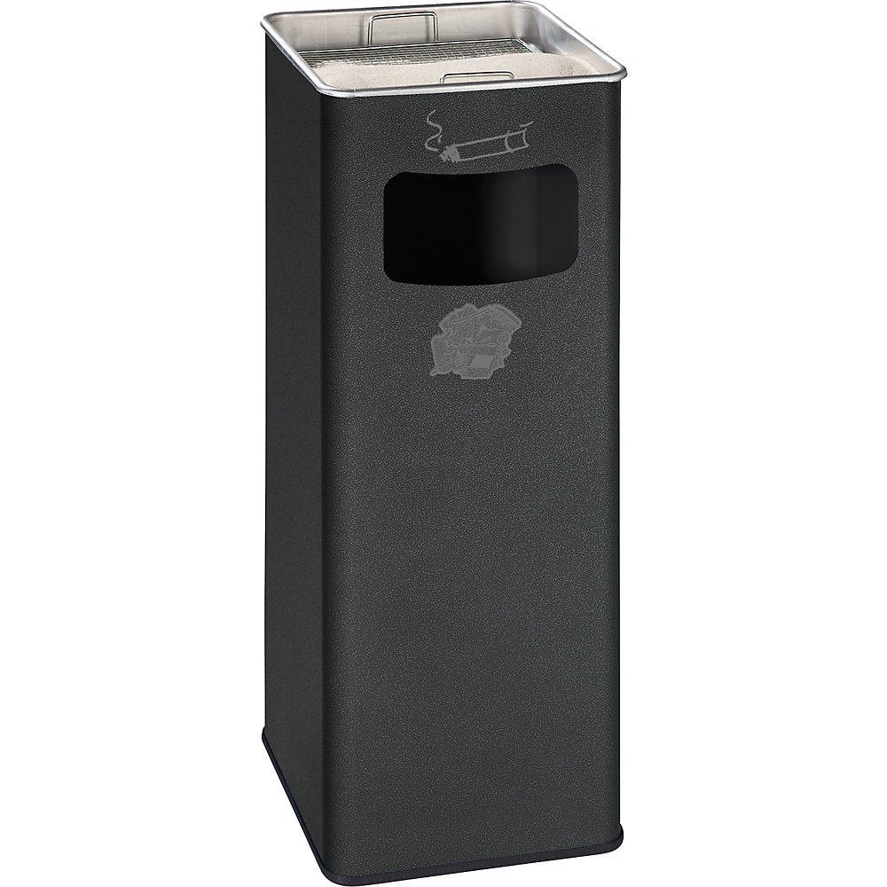 VAR Combiné cendrier-poubelle, capacité 32 l, l x h x p 260 x 665 x 260 mm, tôle d'acier, granite