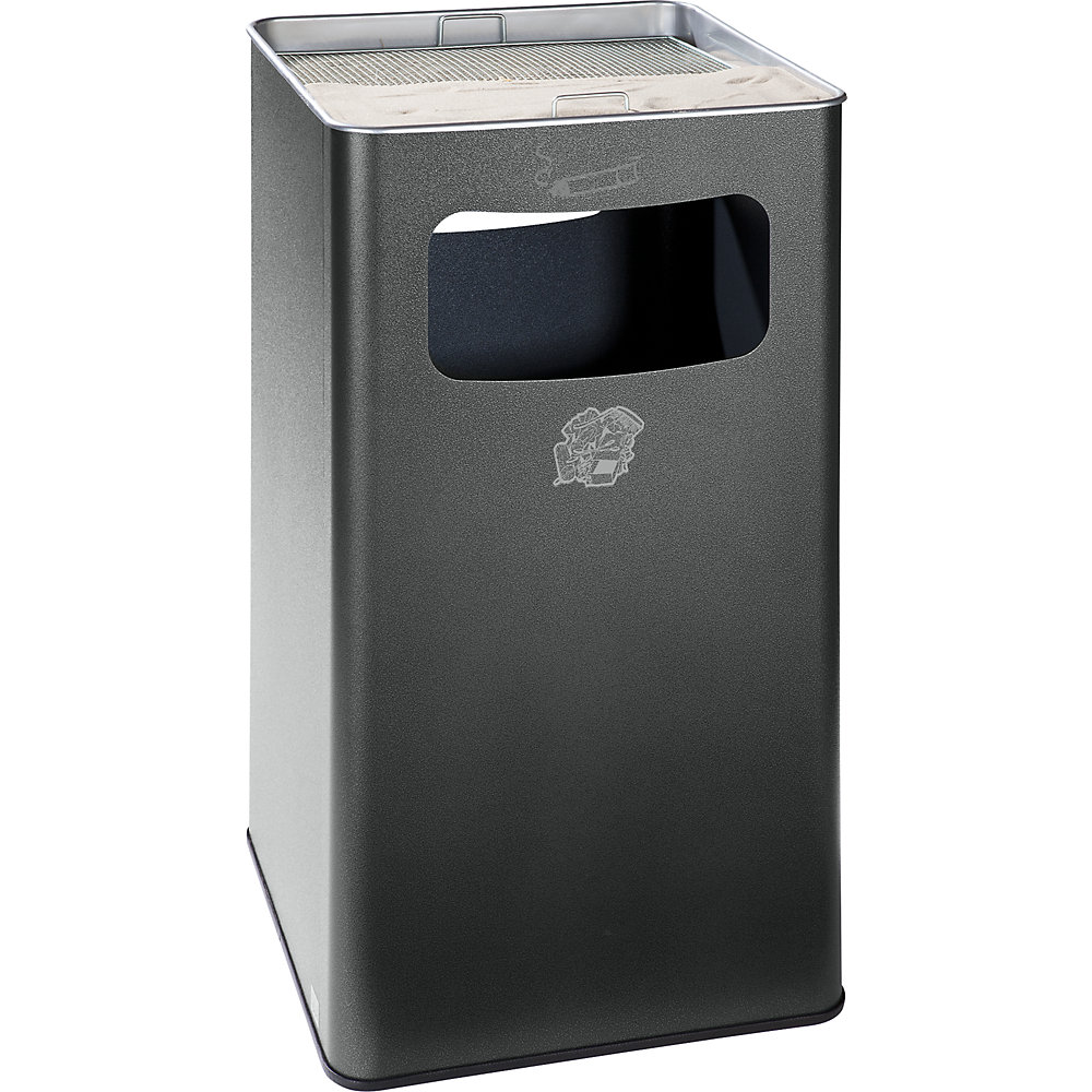 VAR Combiné cendrier-poubelle, capacité 96 l, l x h x p 430 x 755 x 430 mm, tôle d'acier, granite
