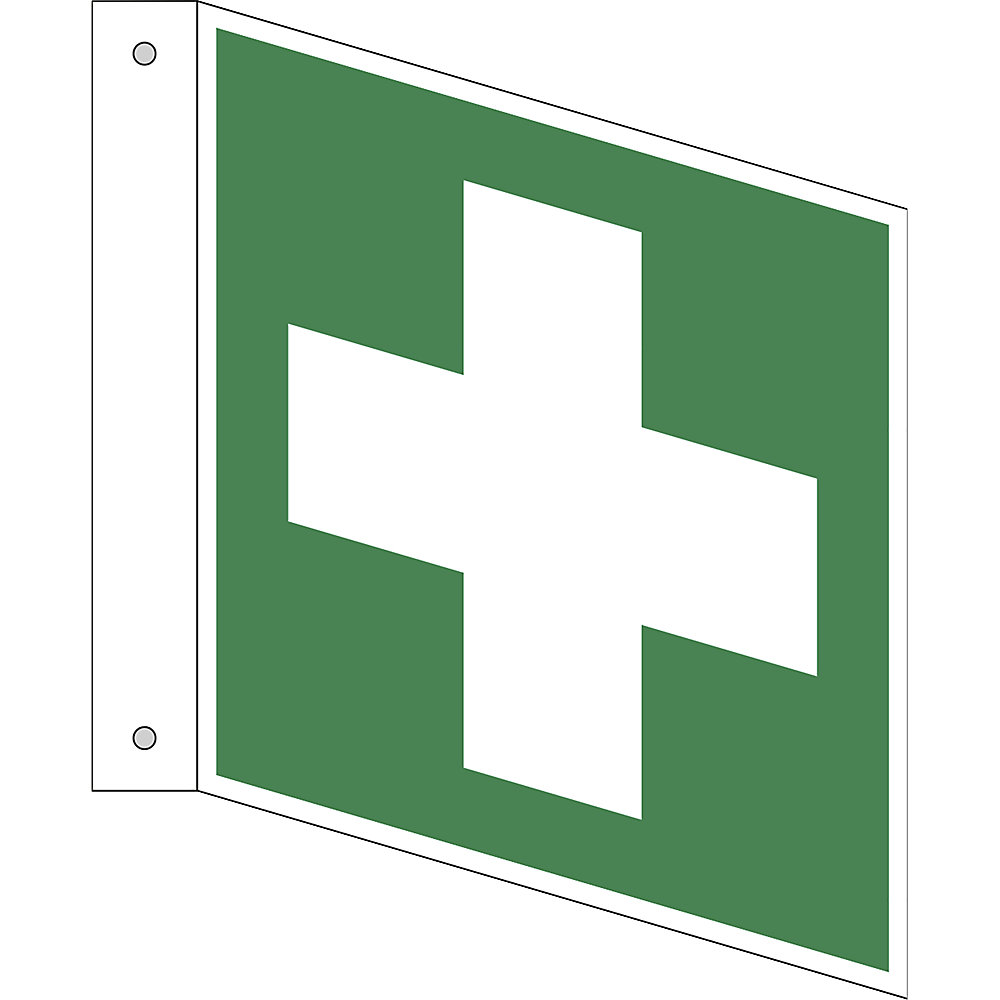 Emergency sign, first aid, pack of 10, aluminium, L shaped sign, 150 x 150 mm