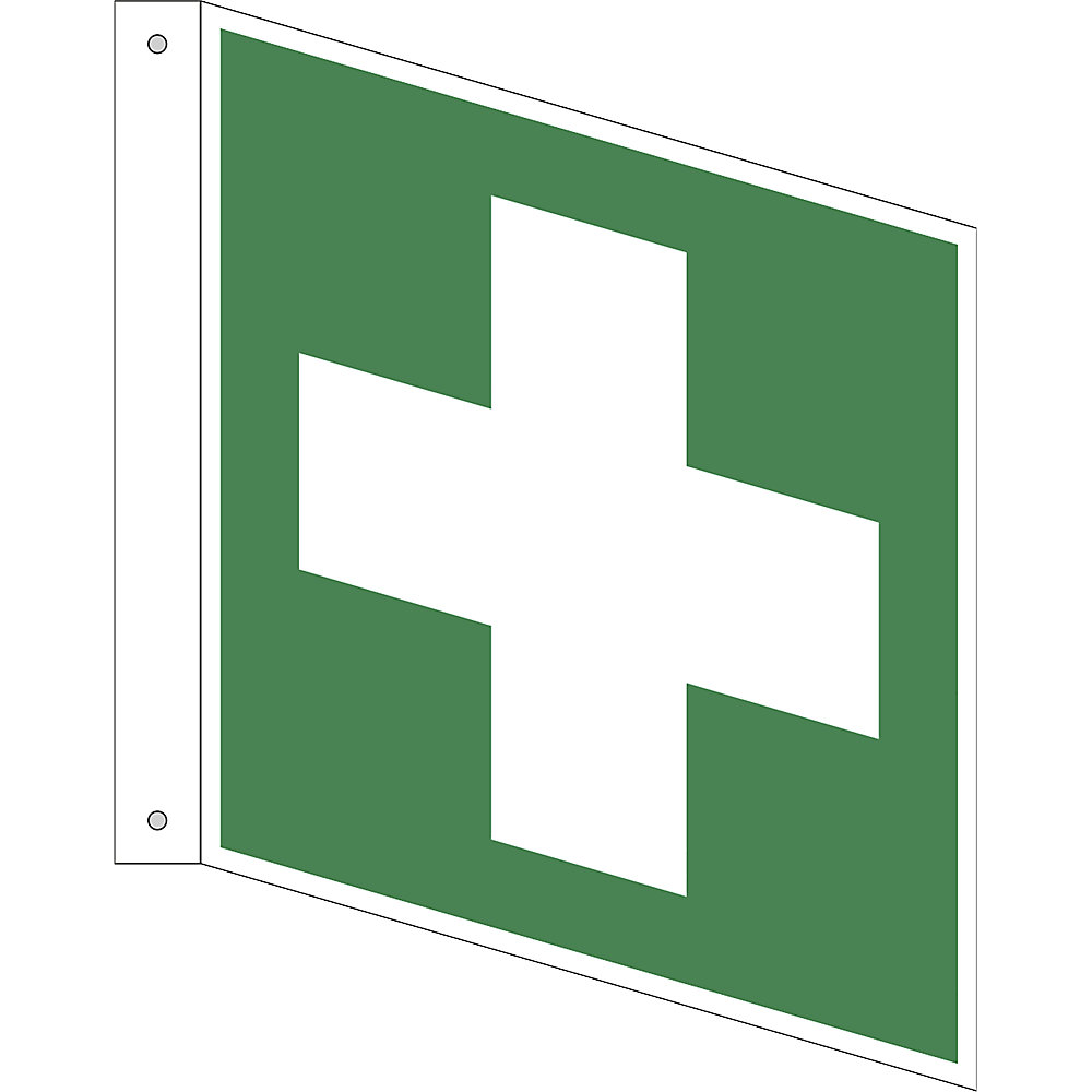 Emergency sign, first aid, pack of 10, plastic, L shaped sign, 200 x 200 mm