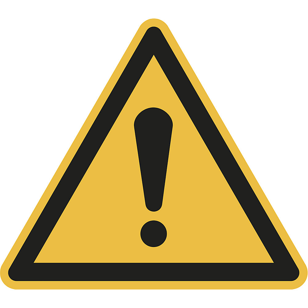 Waarschuwingsbord, waarschuwing voor een gevarenplek, VE = 10 stuks, folie, hoeklengte 200 mm