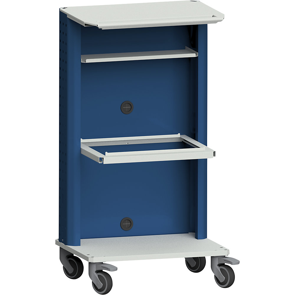 ANKE Laptop / equipment trolley, with suspension file drawer, grey / blue