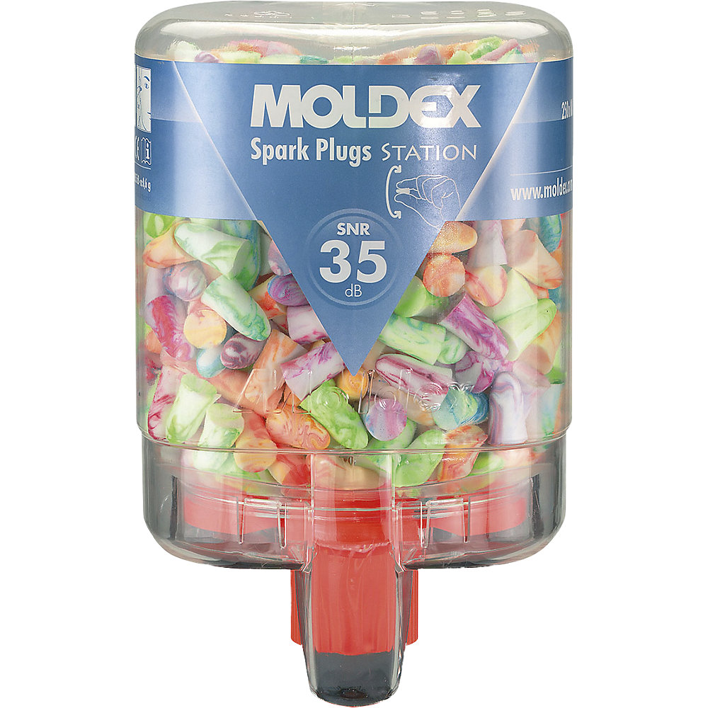 MOLDEX Kit de protection auditive, avec bouchons d'oreille, SparkPlugs® multicolores, rapport signal sur bruit 35 dB, avec 250 paires de bouchons Spark Plugs®