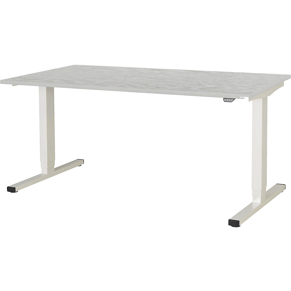 mauser Poste de travail en position assise et debout LEVERO, l x p 1600 x 800 mm, piétement blanc pur / plateau mélèze occidental
