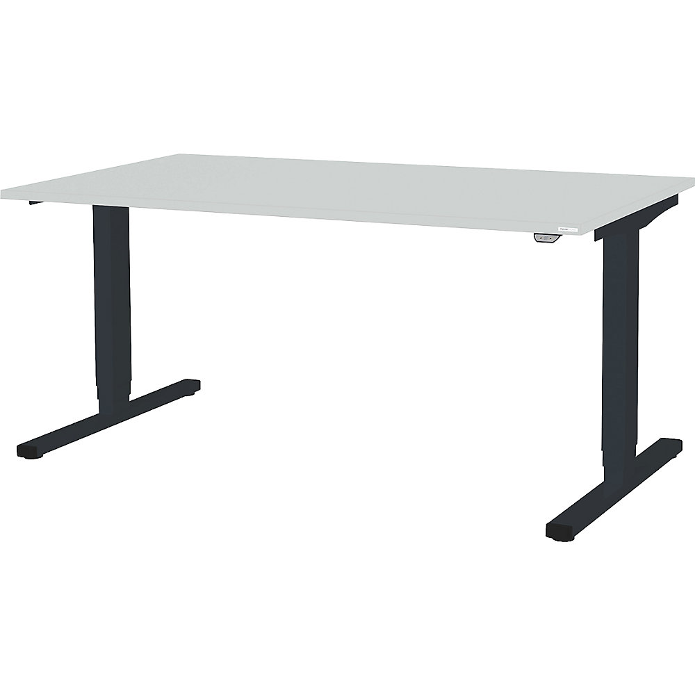 mauser Poste de travail en position assise et debout LEVERO, l x p 1600 x 800 mm, piétement anthracite / plateau gris clair