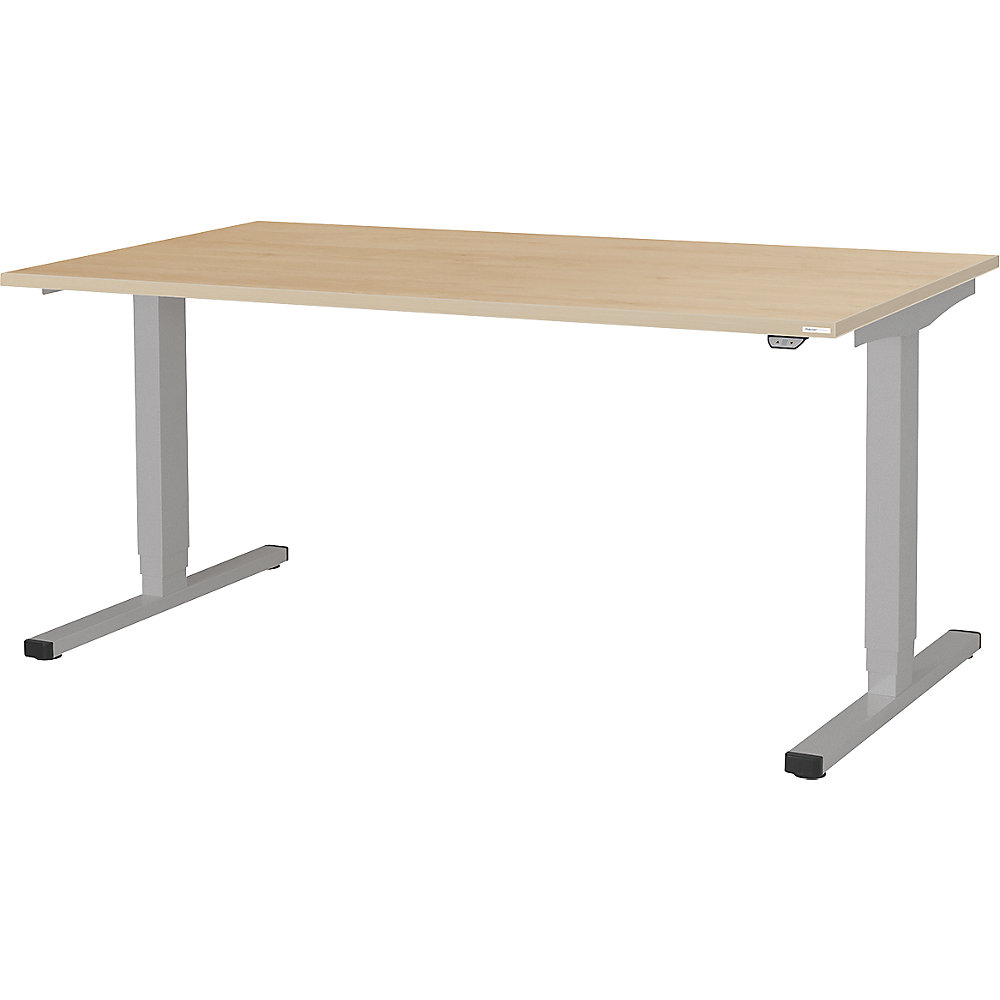 mauser Poste de travail en position assise et debout LEVERO, l x p 1600 x 800 mm, piétement aluminium / plateau érable