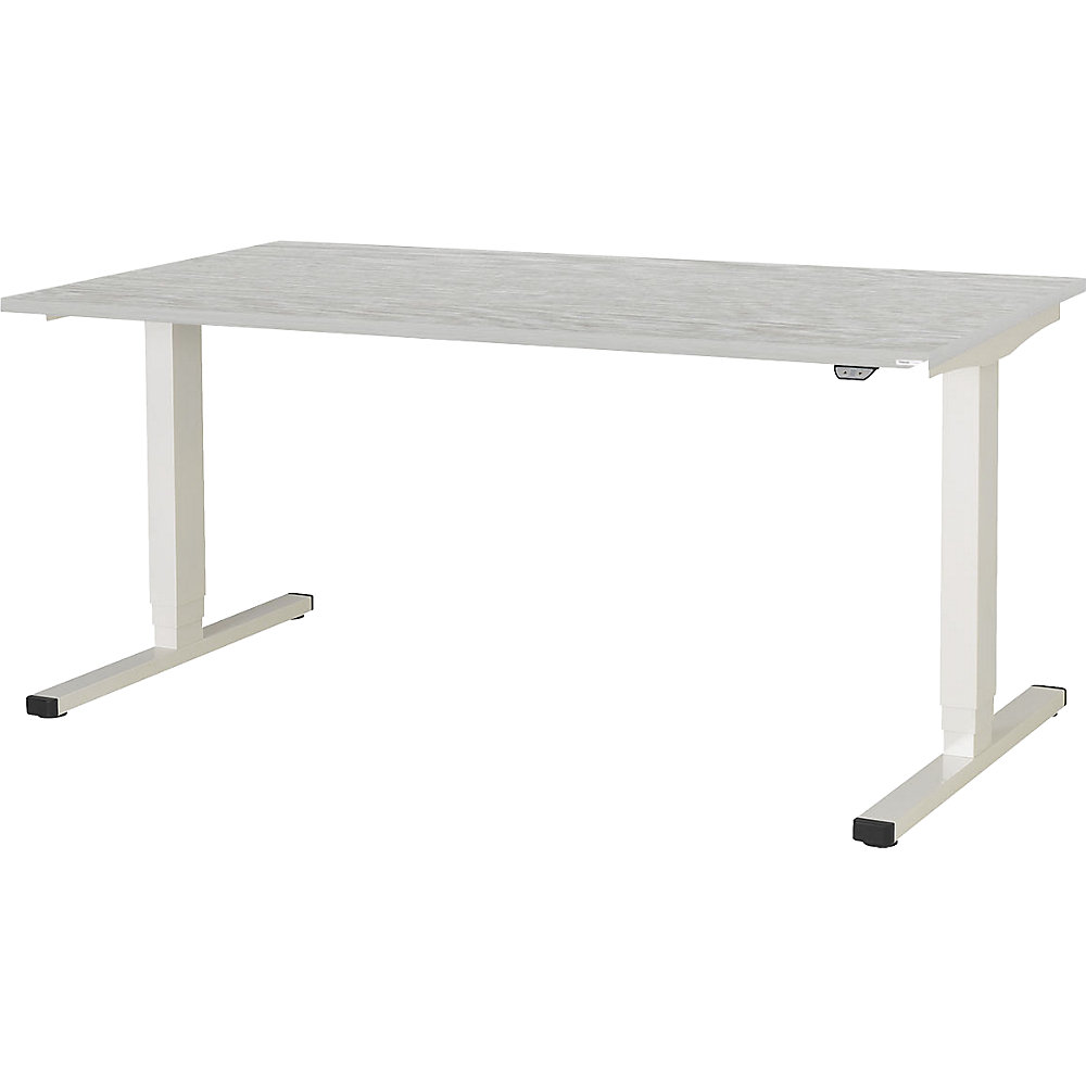 mauser Poste de travail en position assise et debout LEVERO, l x p 1600 x 900 mm, piétement blanc pur / plateau mélèze occidental
