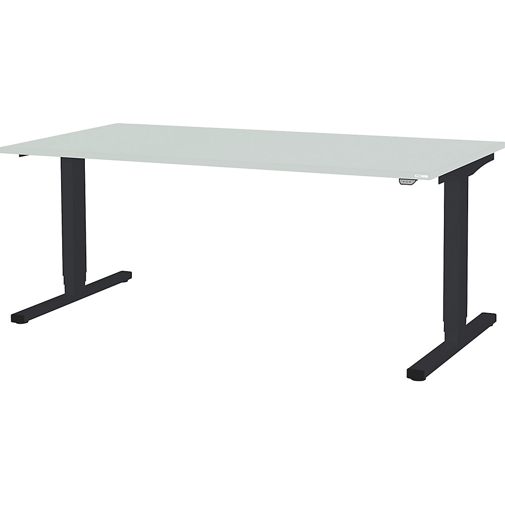 mauser Poste de travail en position assise et debout LEVERO, l x p 1800 x 800 mm, piétement anthracite / plateau gris clair