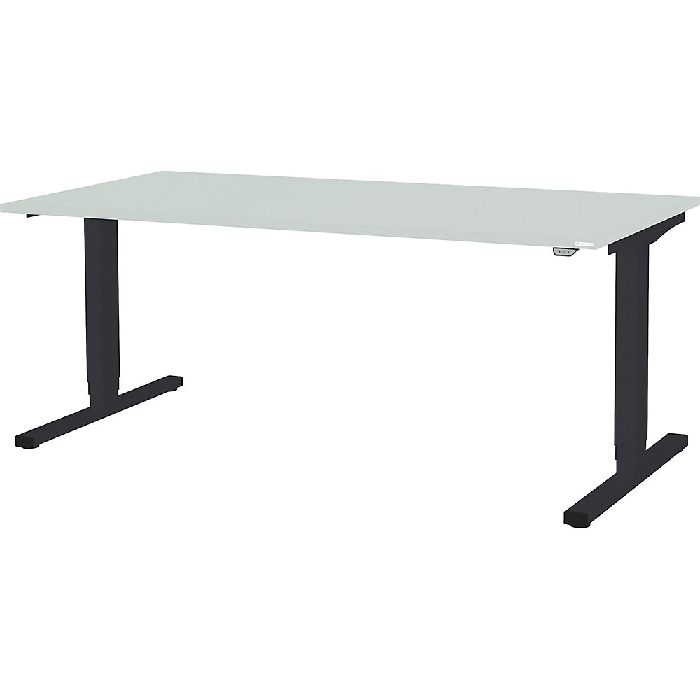 mauser Poste de travail en position assise et debout LEVERO, l x p 1800 x 900 mm, piétement anthracite / plateau gris clair