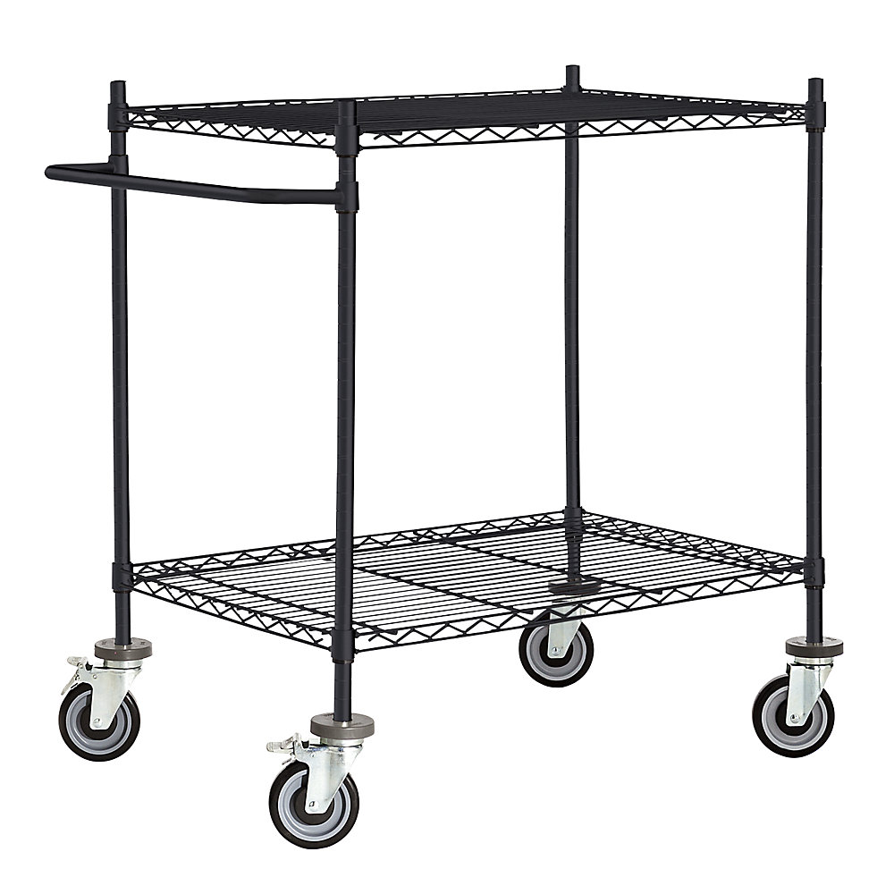 Chariot à plateaux en fil métallique noir