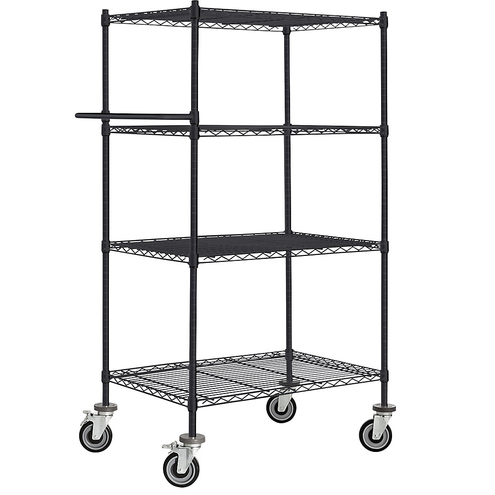Chariot à plateaux en fil métallique noir