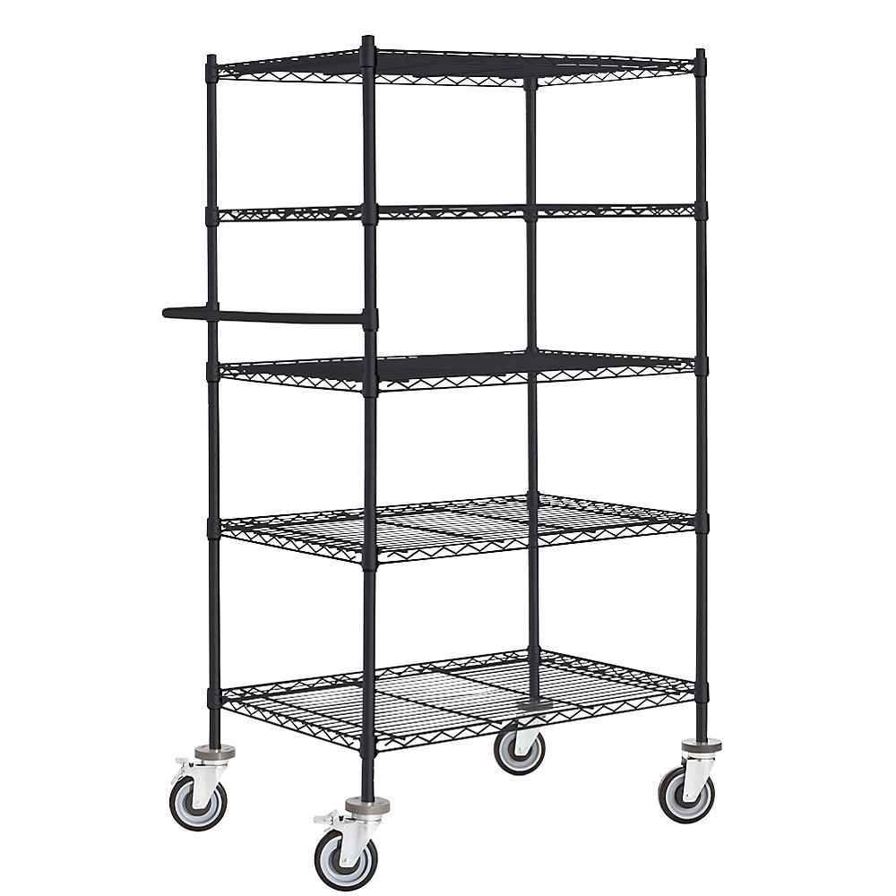 Chariot à plateaux en fil métallique noir