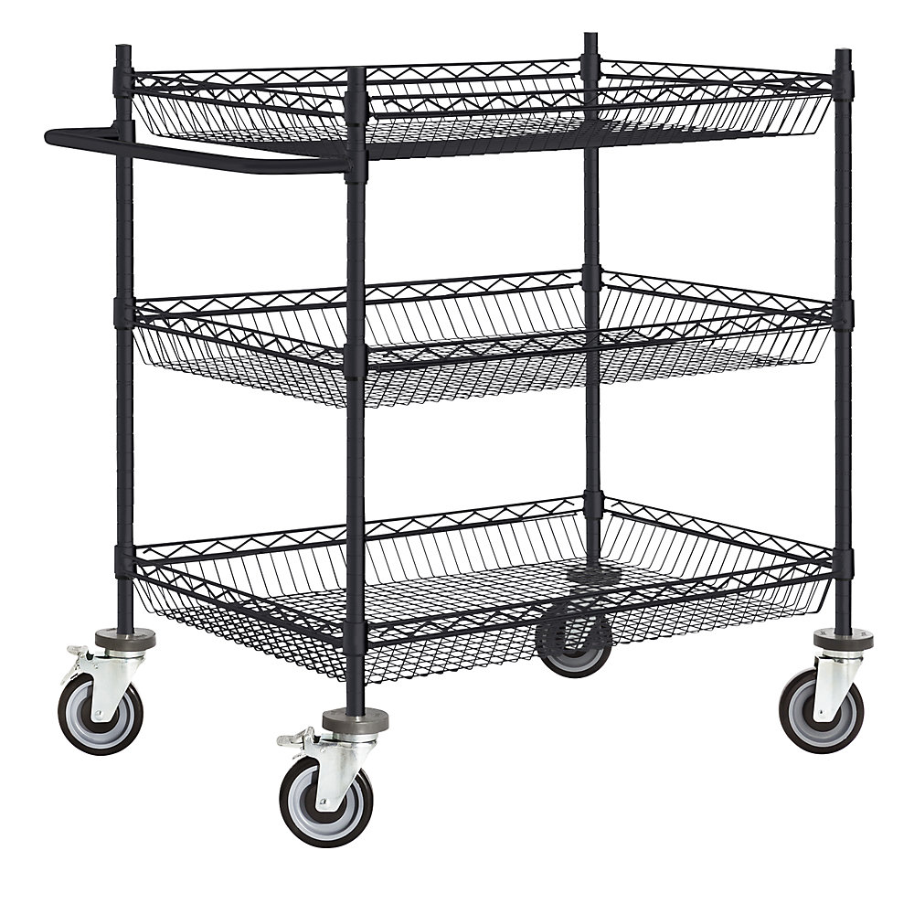 Chariot à plateaux en fil métallique noir